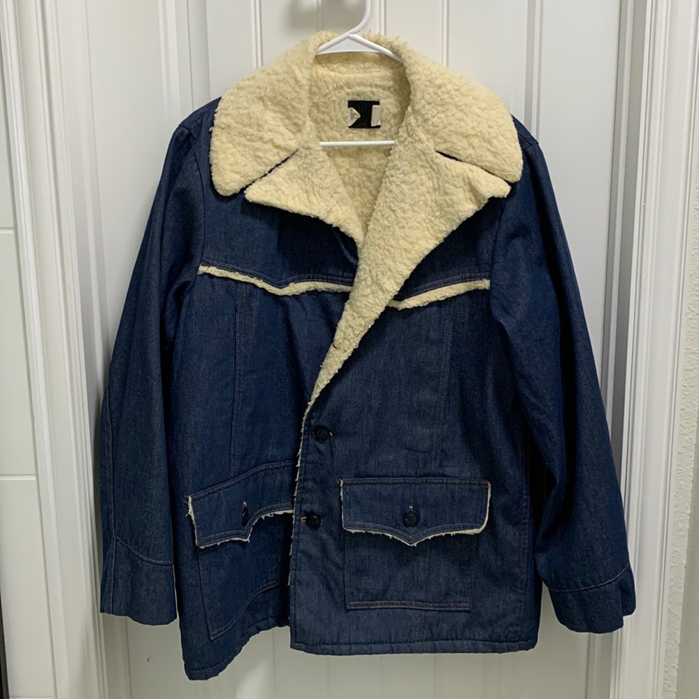 Vintage Sears and Roebucks Sherpa Denim Coat.